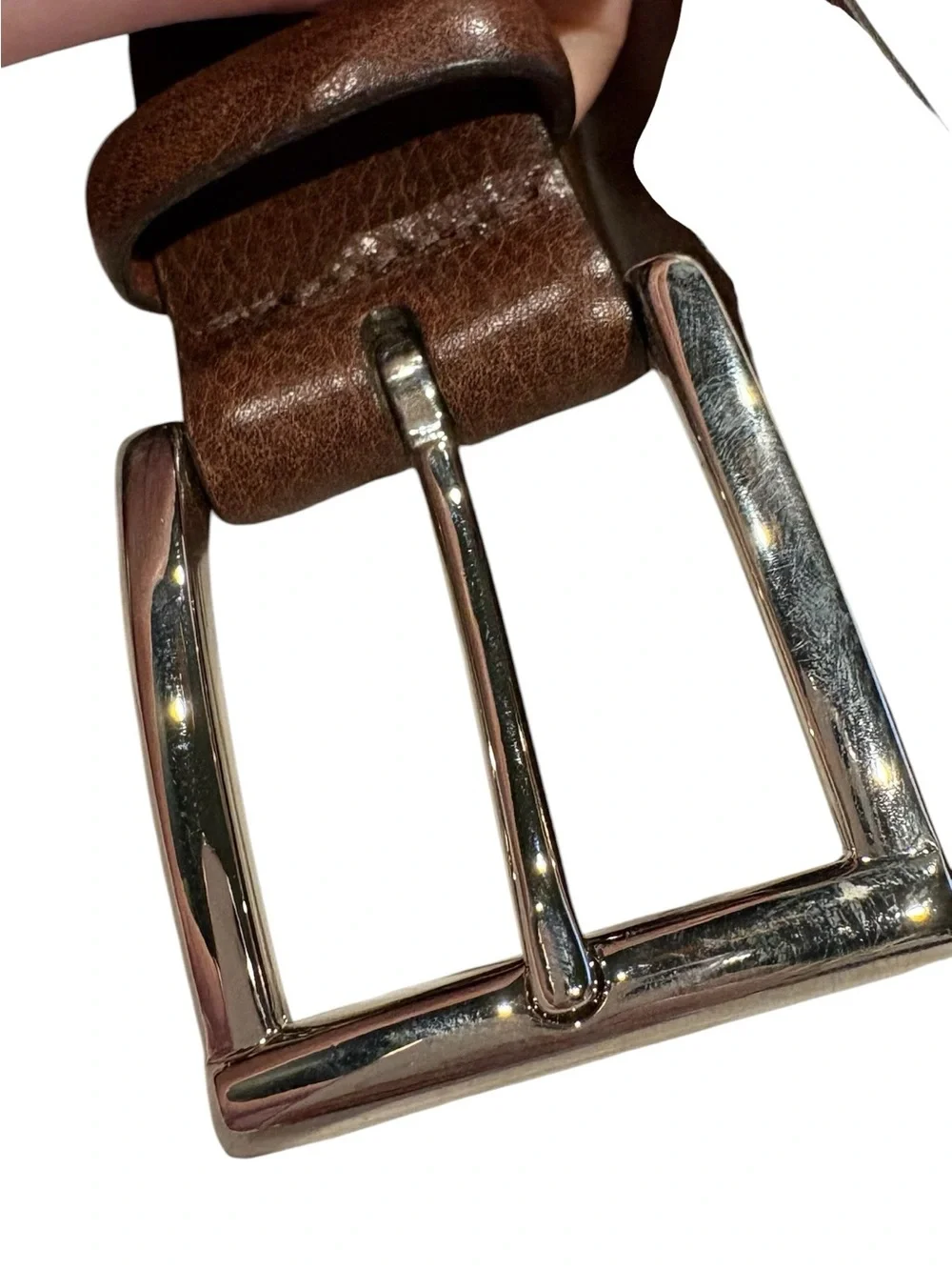 Torino - Men's Leather Italian Glazed Milled Calfskin Belt - Brown. Size 42